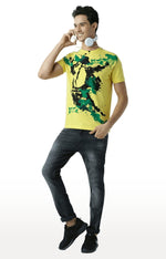 Huetrap Yellow Mens Short Sleeve Graphic Printed Tshirt-HT13MKGRAYLW00121