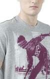 Huetrap Grey Mens Short Sleeve Graphic Printed Tshirt-HT17MKGRAGML00901