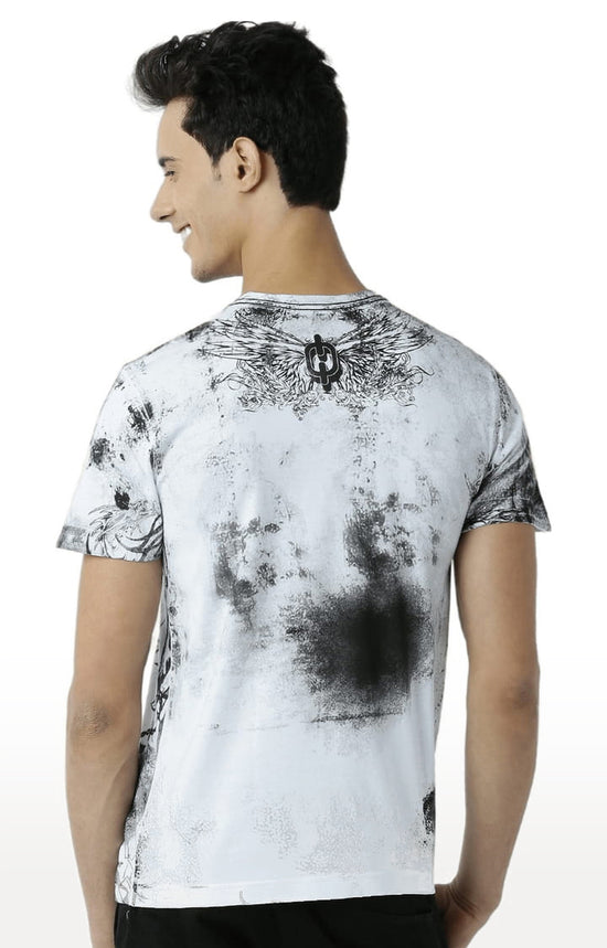 Huetrap White Mens Short Sleeve Graphic Printed Tshirt-HT16MKGRAWHT00427