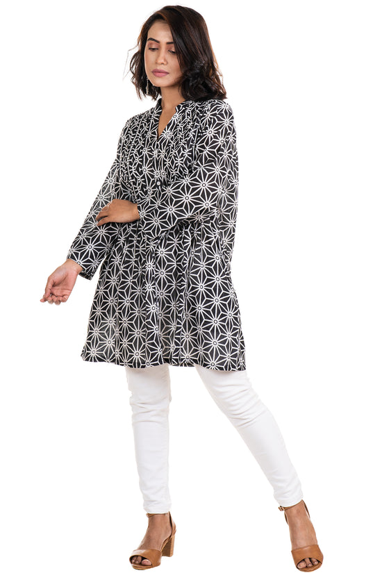 Stella Black Pin Tuck Tunic