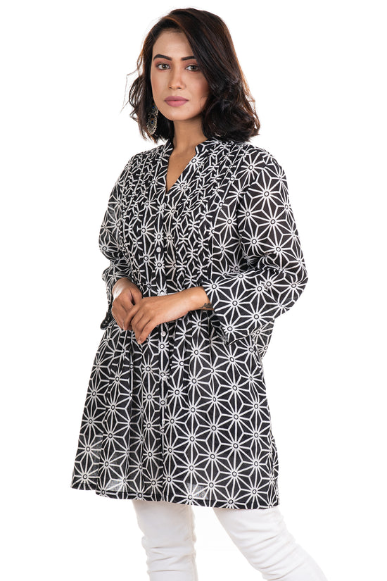 Stella Black Pin Tuck Tunic