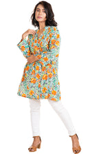 Washflower Orange Pin Tuck Tunic