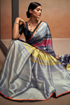 Avanshee Women's Latest Digital Printed Satin Saree With Unstiched Blouse-AVN-8090-GREY-MULTI