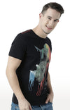 Huetrap Black Mens Short Sleeve Graphic Printed Tshirt-HT17MKGRABLK00588