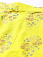 Crop Top with pleated palazzo in Yellow Print