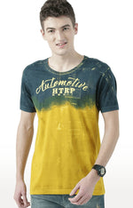 Huetrap Yellow Mens Short Sleeve Graphic Printed Tshirt-HT17MKGRAYLW00607