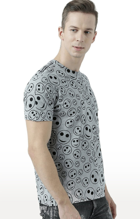 Huetrap Grey Mens Short Sleeve Graphic Printed Tshirt-HT17MKGRAGML00771