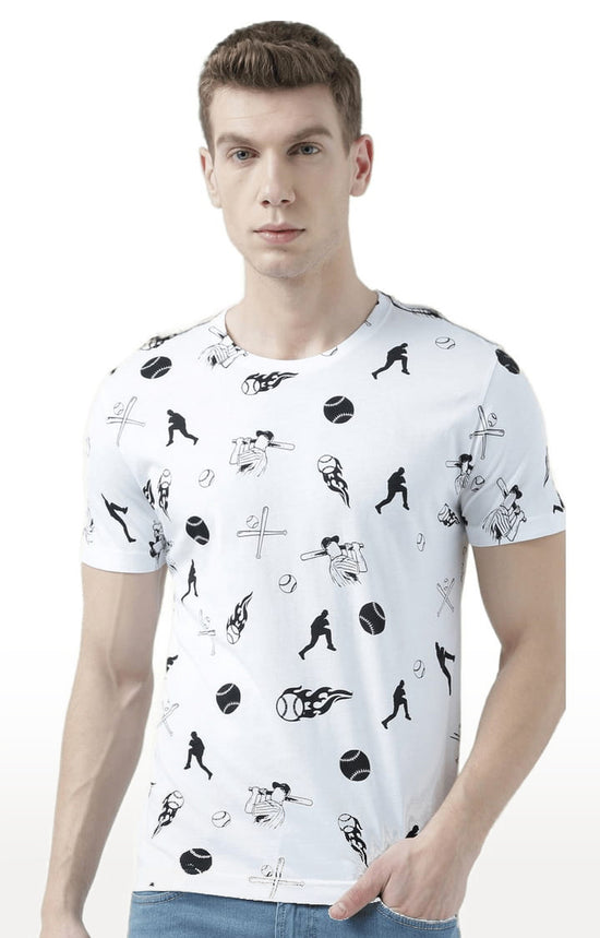 Huetrap White Mens Short Sleeve Graphic Printed Tshirt-HT17MKGRAWHT00762