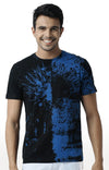 Huetrap Blue Mens Short Sleeve Graphic Printed Tshirt-HT17MKGRASUR00305