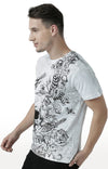 Huetrap White Mens Short Sleeve Graphic Printed Tshirt-HT17MKGRAWHT01080