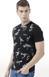 Huetrap Black Mens Short Sleeve Graphic Printed Tshirt-HT17MKGRABLK00518