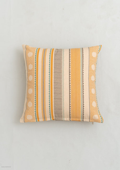 Buru 100% cotton boho cushion cover for sofa - Mustard-240456007