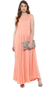 Aawari Rayon Plain Gown For Girls and Women Peach-AM086-Peach