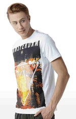 Huetrap White Mens Short Sleeve Graphic Printed Tshirt-HT13MKGRAWHT00066