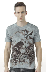 Huetrap Grey Mens Short Sleeve Graphic Printed Tshirt-HT17MKGRAGML01058