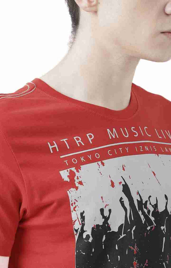 Huetrap Red Mens Short Sleeve Graphic Printed Tshirt-HT17MKGRARED00670