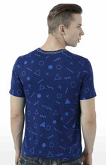 Huetrap Blue Mens Short Sleeve Graphic Printed Tshirt-HT17MKGRALNY00796