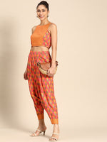 Crop top with dhoti pants in Peach