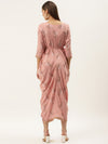 Overlap side cowl dress in dusty pink
