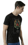 Huetrap Black Mens Short Sleeve Graphic Printed Tshirt-HT17MKGRABLK00654