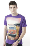 Huetrap Purple Mens Short Sleeve Graphic Printed Tshirt-HT17MKGRARPP00555