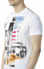 Huetrap White Mens Short Sleeve Graphic Printed Tshirt-HT13MKGRAWHT00090