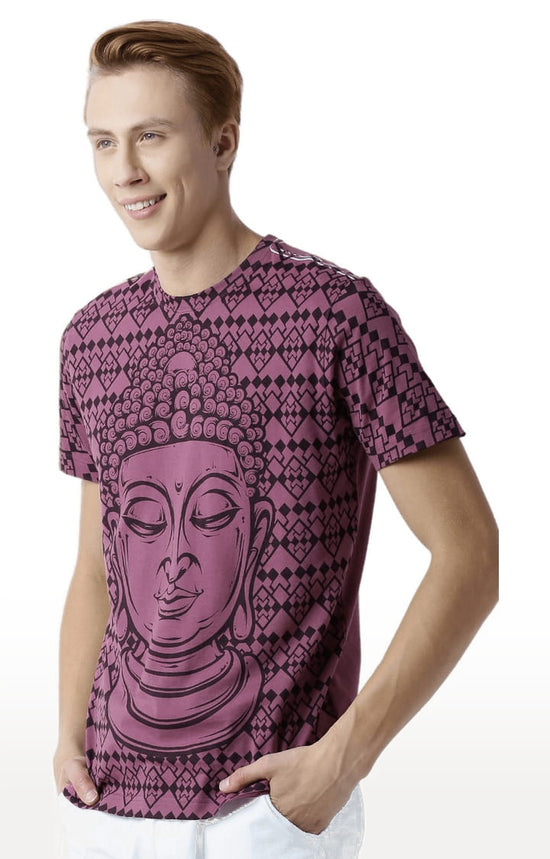 Huetrap Maroon Mens Short Sleeve Graphic Printed Tshirt-HT16MKGRAPLU00298