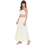 Aawari Rayon Skrit Top Set For Girls and Women Off-White-AM082-Off-White