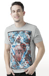 Huetrap Grey Mens Short Sleeve Graphic Printed Tshirt-HT17MKGRAGML00663