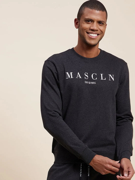 Men's Dark Grey MASCLN Embroidered Sweatshirt