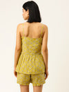 Frill Speghetti and Shorts Set in Yellow Print