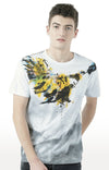 Huetrap White Mens Short Sleeve Graphic Printed Tshirt-HT17MKGRAWHT00622