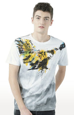 Huetrap White Mens Short Sleeve Graphic Printed Tshirt-HT17MKGRAWHT00622