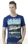 Huetrap Blue Mens Short Sleeve Graphic Printed Tshirt-HT17MKGRALNY00515