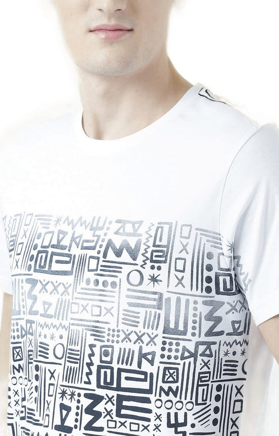 Huetrap White Mens Short Sleeve Graphic Printed Tshirt-HT17MKGRAWHT00691