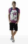 Huetrap Maroon Mens Short Sleeve Graphic Printed Tshirt-HT17MKGRAPLU00528