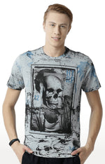 Huetrap Grey Mens Short Sleeve Graphic Printed Tshirt-HT15MKGRAGML00065