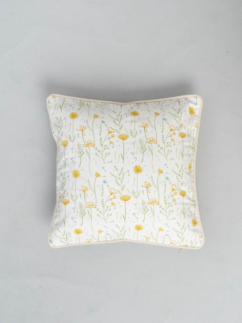 Drifting Dandelion 100% cotton floral cushion cover for sofa - Yellow-230454022