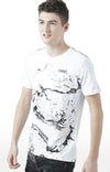 Huetrap White Mens Short Sleeve Graphic Printed Tshirt-HT17MKGRAWHT00584