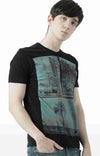 Huetrap Black Mens Short Sleeve Graphic Printed Tshirt-HT17MKGRABLK00511