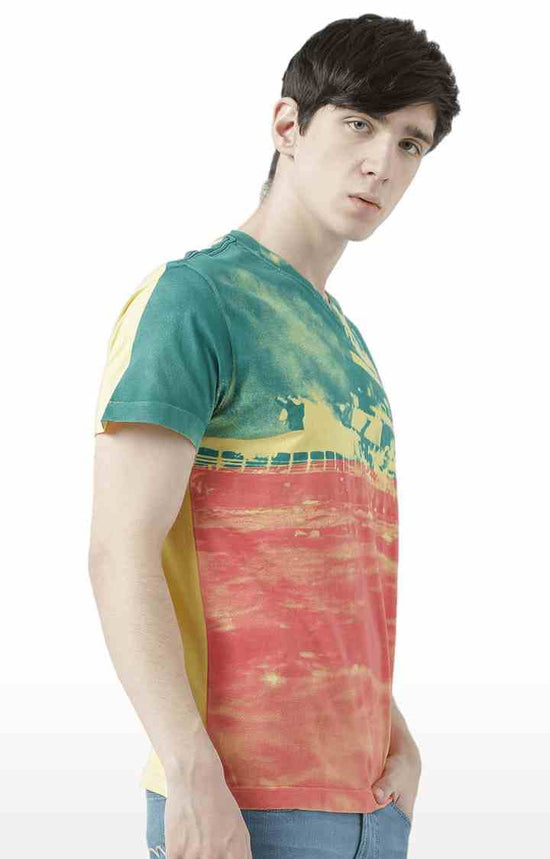 Huetrap Yellow Mens Short Sleeve Graphic Printed Tshirt-HT17MKGRAYLW00772