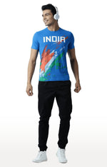 Huetrap Blue Mens Short Sleeve Graphic Printed Tshirt-HT14MKGRASUR00568