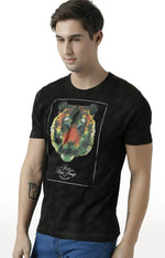 Huetrap Black Mens Short Sleeve Graphic Printed Tshirt-HT17MKGRABLK00654