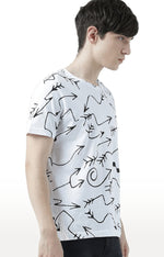 Huetrap White Mens Short Sleeve Graphic Printed Tshirt-HT17MKGRAWHT00806