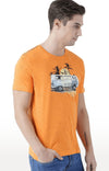 Huetrap Orange Mens Short Sleeve Graphic Printed Tshirt-HT17MKGRABZO00598