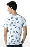 Huetrap White Mens Short Sleeve Graphic Printed Tshirt-HT16MKGRAWHT00395