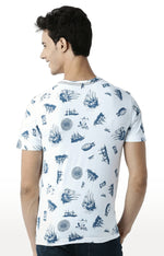 Huetrap White Mens Short Sleeve Graphic Printed Tshirt-HT16MKGRAWHT00395