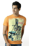 Huetrap Orange Mens Short Sleeve Graphic Printed Tshirt-HT17MKGRABZO00326