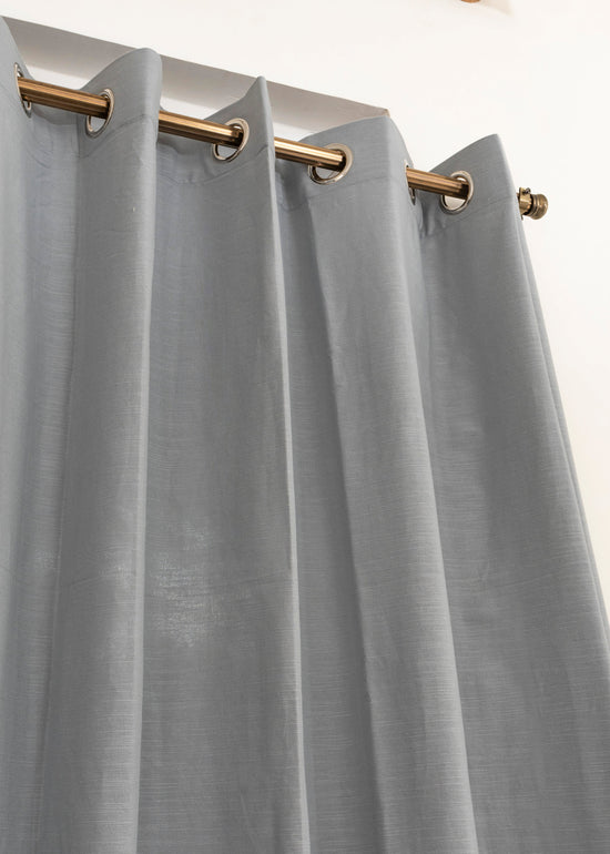 Solid Ultimate grey 100% cotton plain curtain for bedroom - Room darkening - Pack of 1-230421103