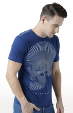 Huetrap Blue Mens Short Sleeve Graphic Printed Tshirt-HT17MKGRALNY01074